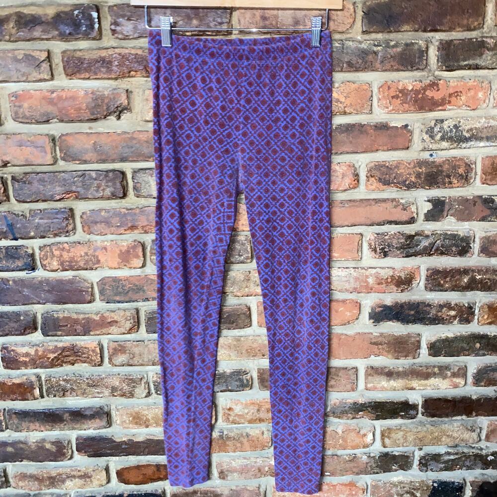 Forever 21 Blue Red Printed Leggings Women's Size Medium